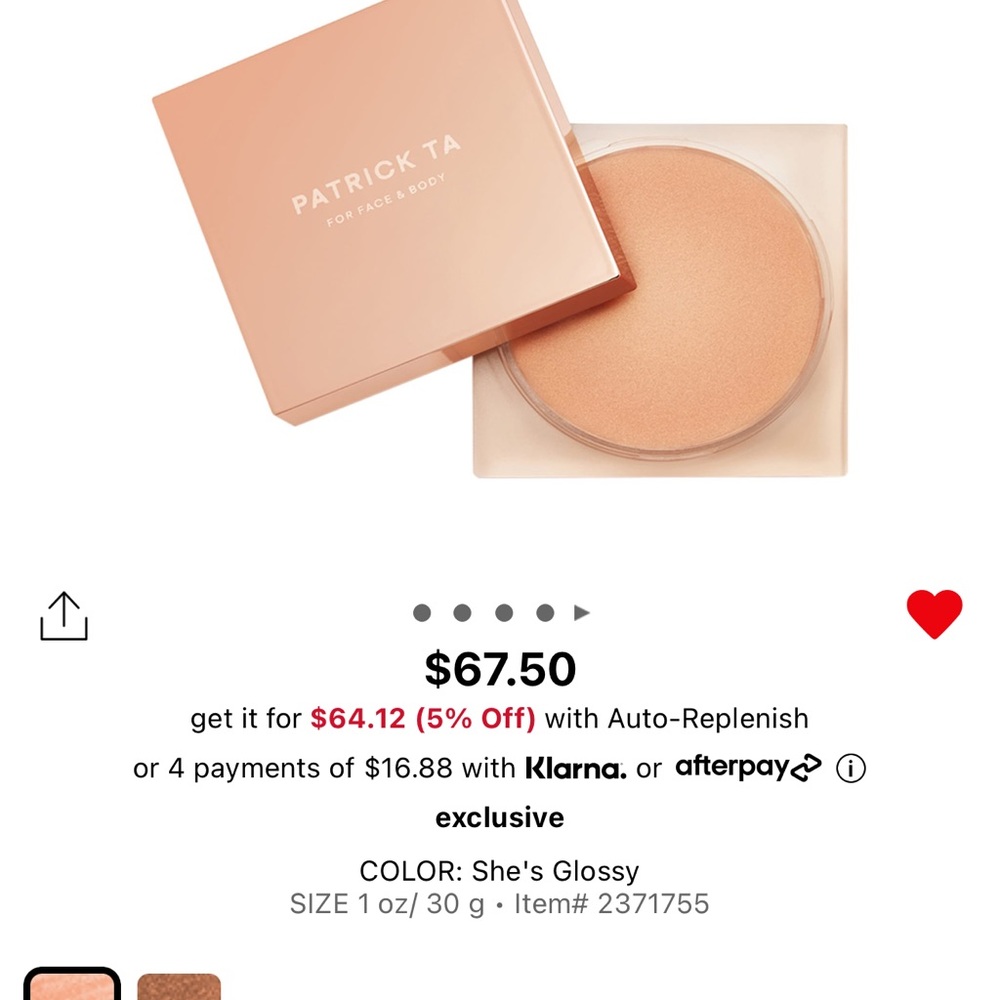 BNIB Patrick Ta.  Major glow. She’s glossy.